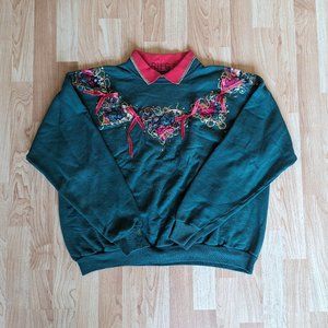 Vintage Green Embellished Ugly Christmas Sweater